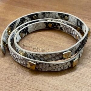 Premier Design Shelby Snake Print Studded Wrap Bracelet Vegan Leather. GUC
